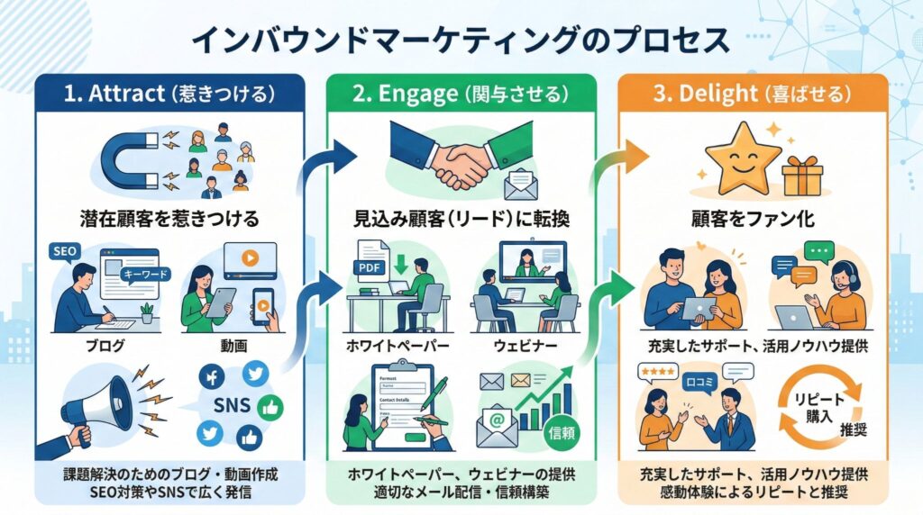 インバウンドマーケティングのプロセス